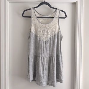 Express gray and cream lace tank